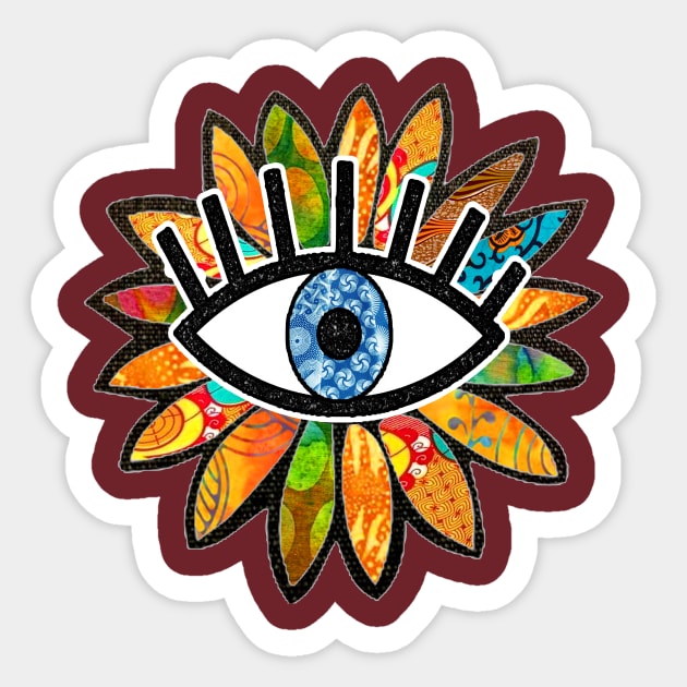 Greek Evil Eye Green Flower Sticker by artbyomega